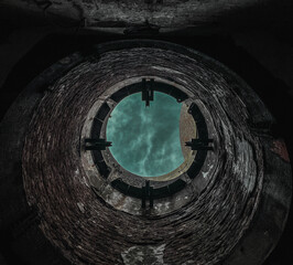 Gloomy sky from the well