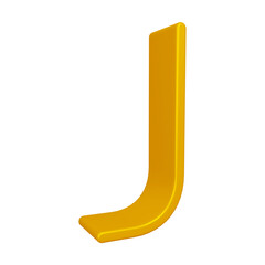 3D golden alphabet letter j for education and text concept