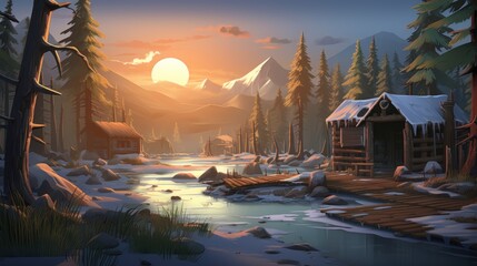 A climatic place with survival theme game art