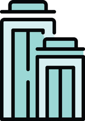 Multistory terrace icon outline vector. City building. Apartment block color flat