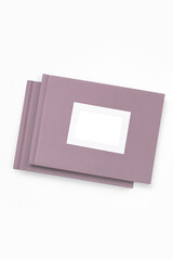 Photo album with linen hardcover and frame for design and personalization