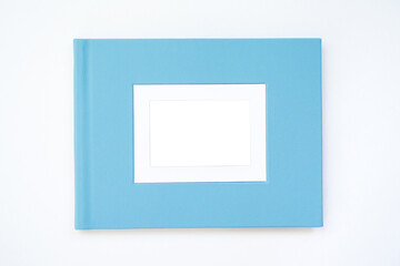 Photo album with leather hardcover and frame for for design and personalization