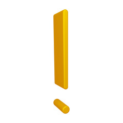 3D golden exclamation mark symbol or icon design