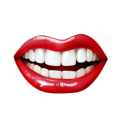 a woman's lips with vibrant red lipstick and a bright smile