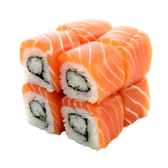 four pieces of sushi stacked on top of each other