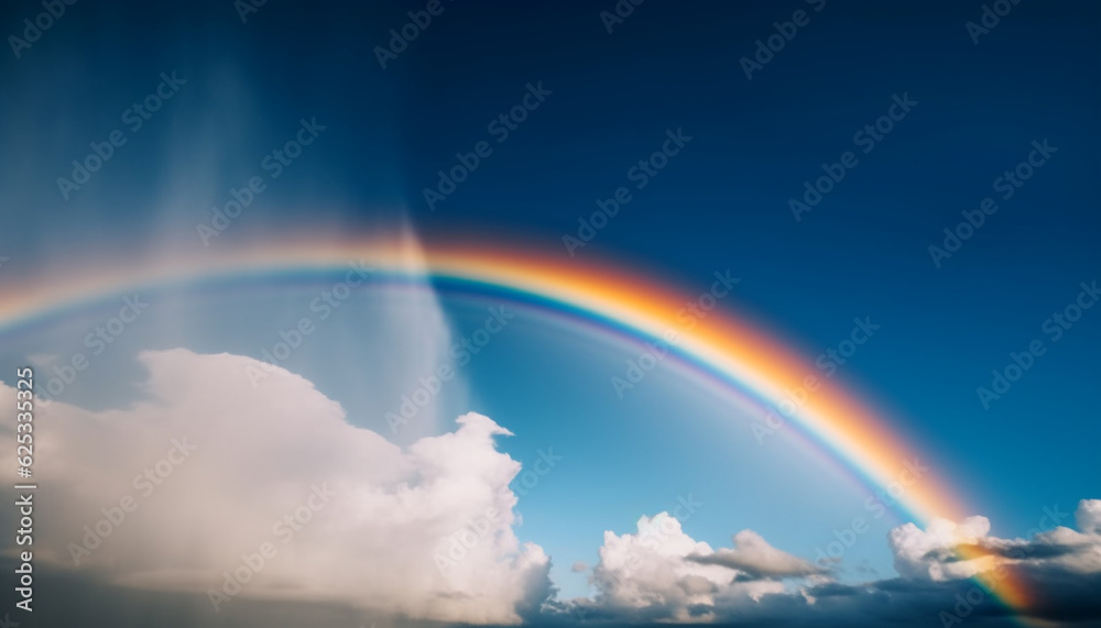 Poster Vibrant multi colored rainbow illuminates majestic nature tranquil beauty generated by AI