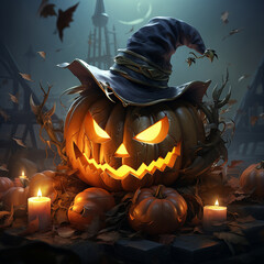 Conceptual art for Halloween. Jack o'lantern. High quality illustration