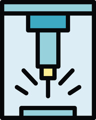 Manufacturing cnc machine icon outline vector. Work tool. Lathe equipment color flat