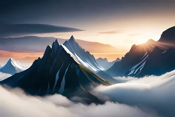 Photo sur Aluminium Alpes sunrise in the mountains