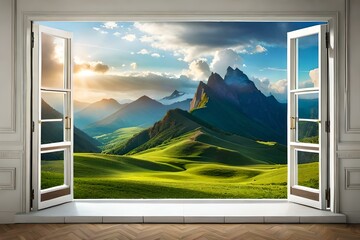 open window in the mountains