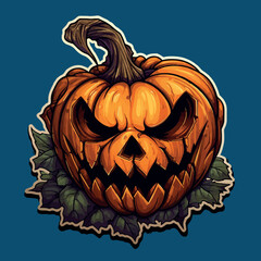 Vector icon of a scary Halloween pumpkin. Jack o lantern. Vector illustration