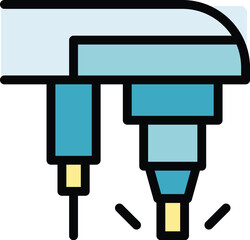 Electric cnc machine icon outline vector. Work equipment. Work lathe color flat