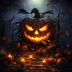 Conceptual art for Halloween. Jack o'lantern. High quality illustration