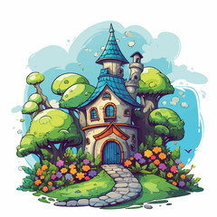 Obraz na płótnie Canvas Vector icon of a fabulous fantasy house. Vector illustration