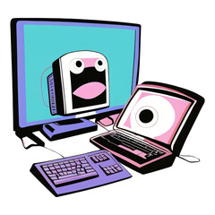 illustration of various colorful images for 2d graphics resources with transparent background