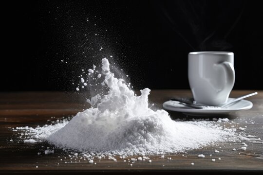 stevia sweetener, aspartame piled on the table. ai generative