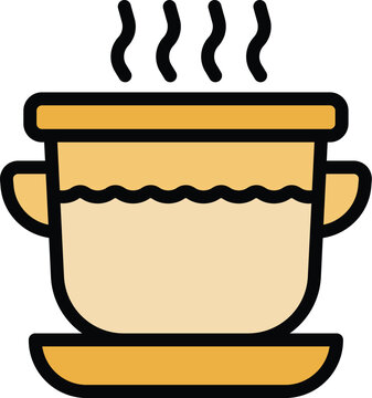 steaming pot of soup, yellow and black clip art preview