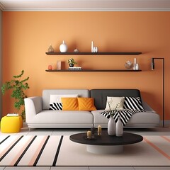 two tone color wall background modern living room