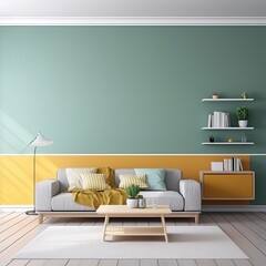 two tone color wall background modern living room