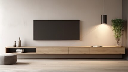 simple minimal cabinet tv interior wall