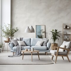 scandinavian living room interior sofa