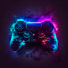abstract video game controller artwork - obrazy, fototapety, plakaty