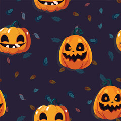 Cute Halloween seamles pattern with various horor and spooky element for fabric design, background, template, layout, print paper.