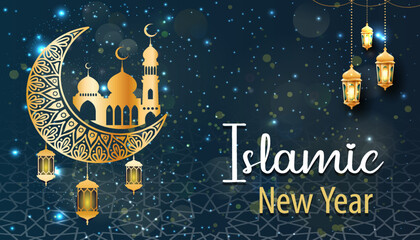 Creative Islamic new year design background wallpaper