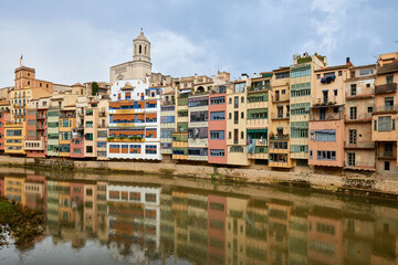 Fototapeta na wymiar View of old town Girona, Catalonia, Spain, Europe. Summer travel.