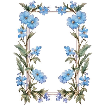 Blue Floral Frame Vintage Blue Green Flowers Border