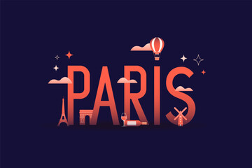 Paris logo vector template. Flag of France Eiffel Tower. Vector illustration