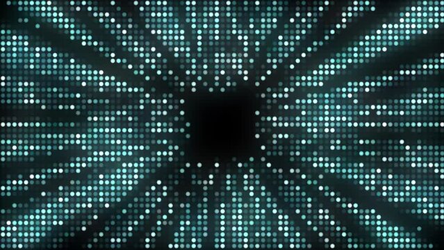 abstract flickering energy small dost pattern. Modern zoom video effect on black background. Mosaic pixel style.