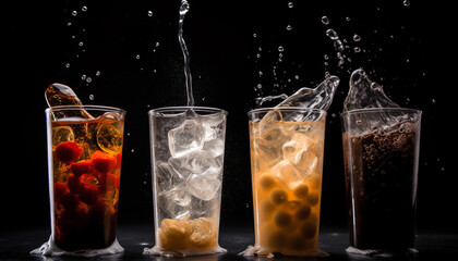 Refreshing cocktail with citrus fruit and bubbles in drinking glass generated by AI