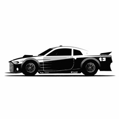 nascar silhouette, isolated on a white background, Vector illustration, racing car	