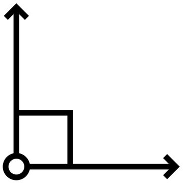 right angle icon. A single symbol with an outline style