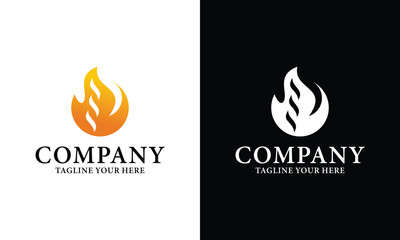 Fire Flame Logo design vector. Bonfire Silhouette Logotype icon