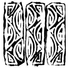 Original handmade texture stamp with abstract motifs in black and white