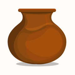 clay pot isolated on white background, flat vector illustration, eps 10