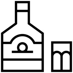whisky icon. A single symbol with an outline style
