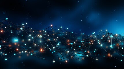 Obraz premium An abstract network background with bokeh blurs and glowing lights. Generative AI. 