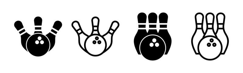 Bowling icon set illustration. bowling ball and pin sign and symbol.