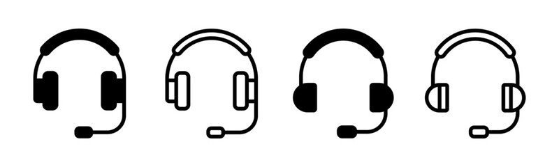 Headphone icon set illustration. Headphone sign and symbol