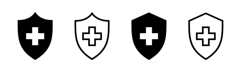 Fototapeta premium Health insurance icon set illustration. Insurance document sign and symbol