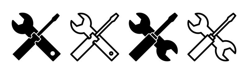 Repair tools icon set illustration. tool sign and symbol. setting icon. Wrench and screwdriver. Service