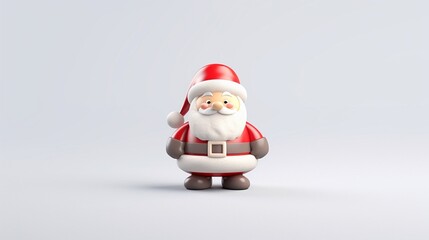 Cute little Christmas Santa Claus figurine in front of a tan background