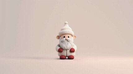 Cute little Christmas Santa Claus figurine in front of a grey background - obrazy, fototapety, plakaty