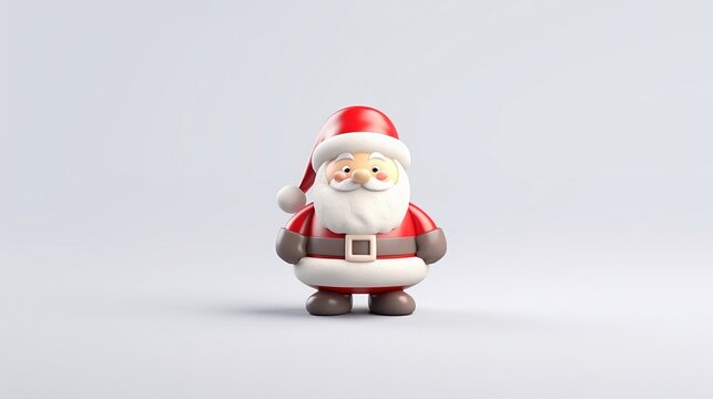 Cute little Christmas Santa Claus figurine in front of a tan background