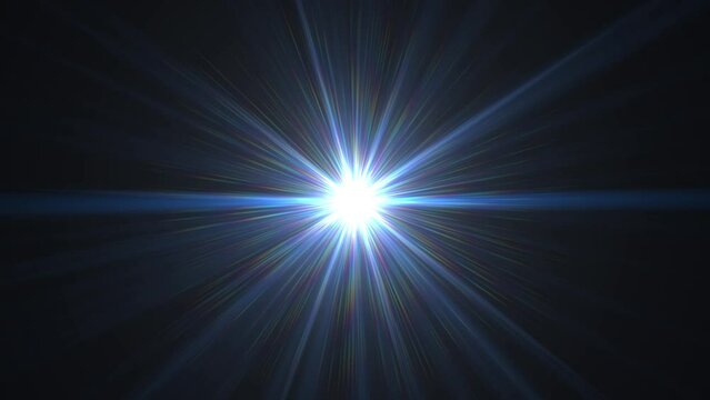 Star rays lights optical lens flares shiny. optical lens flares transition with natural lighting. 4K. Optical lens flare flash light burst. Optical lens flare and flash light burst