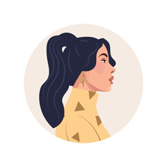 Profile portrait of female avatar s. Strong and brave girl for International Women's day. Symbol of female beauty.