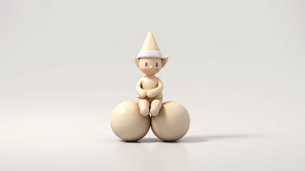 Cute little Christmas elf figurine in front of a white background